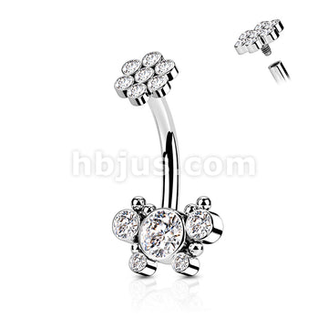 316L Surgical Steel 5 CZ Butterfly and Ball Cluster With Internally... - Image 3