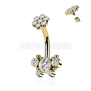 316L Surgical Steel 5 CZ Butterfly and Ball Cluster With Internally... - Image 4