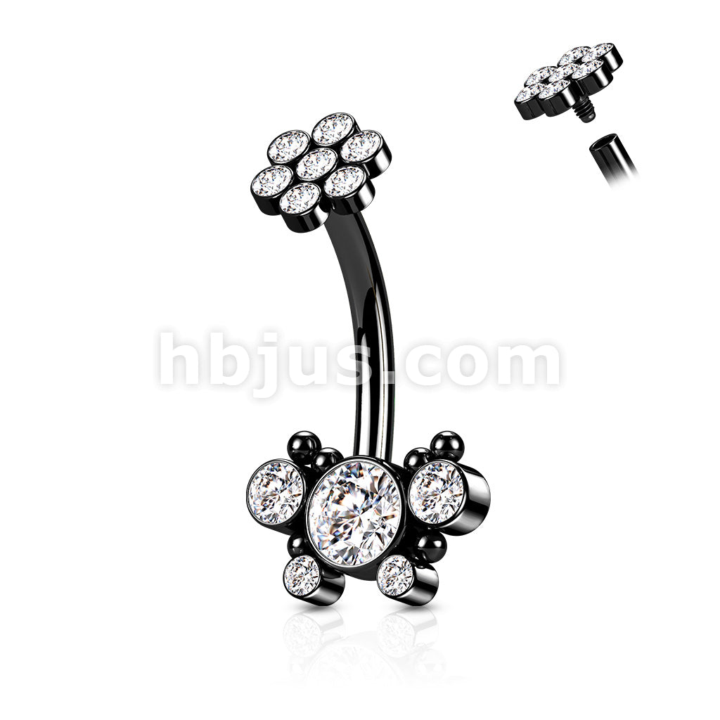316L Surgical Steel 5 CZ Butterfly and Ball Cluster With Internally... - Image 5