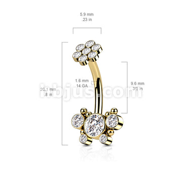 316L Surgical Steel 5 CZ Butterfly and Ball Cluster With Internally... - Image 6