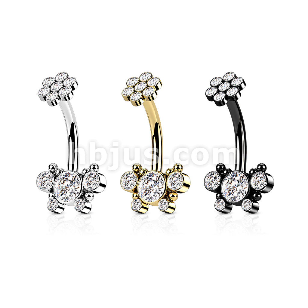316L Surgical Steel 5 CZ Butterfly and Ball Cluster With Internally... - Image 7