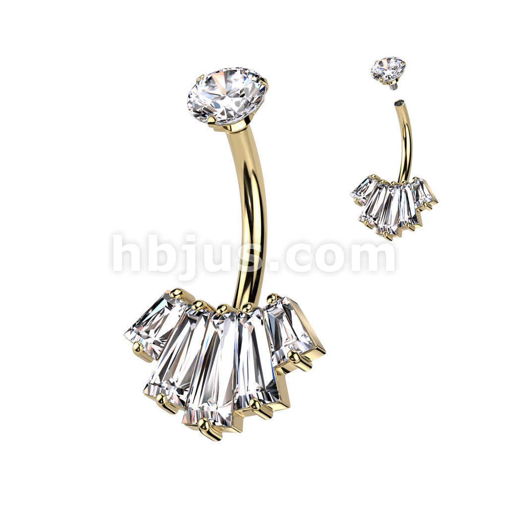 316L Surgical Steel Belly Ring With Internally Threaded Round CZ Top... - Image 3