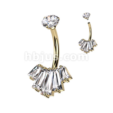 316L Surgical Steel Belly Ring With Internally Threaded Round CZ Top... - Image 3