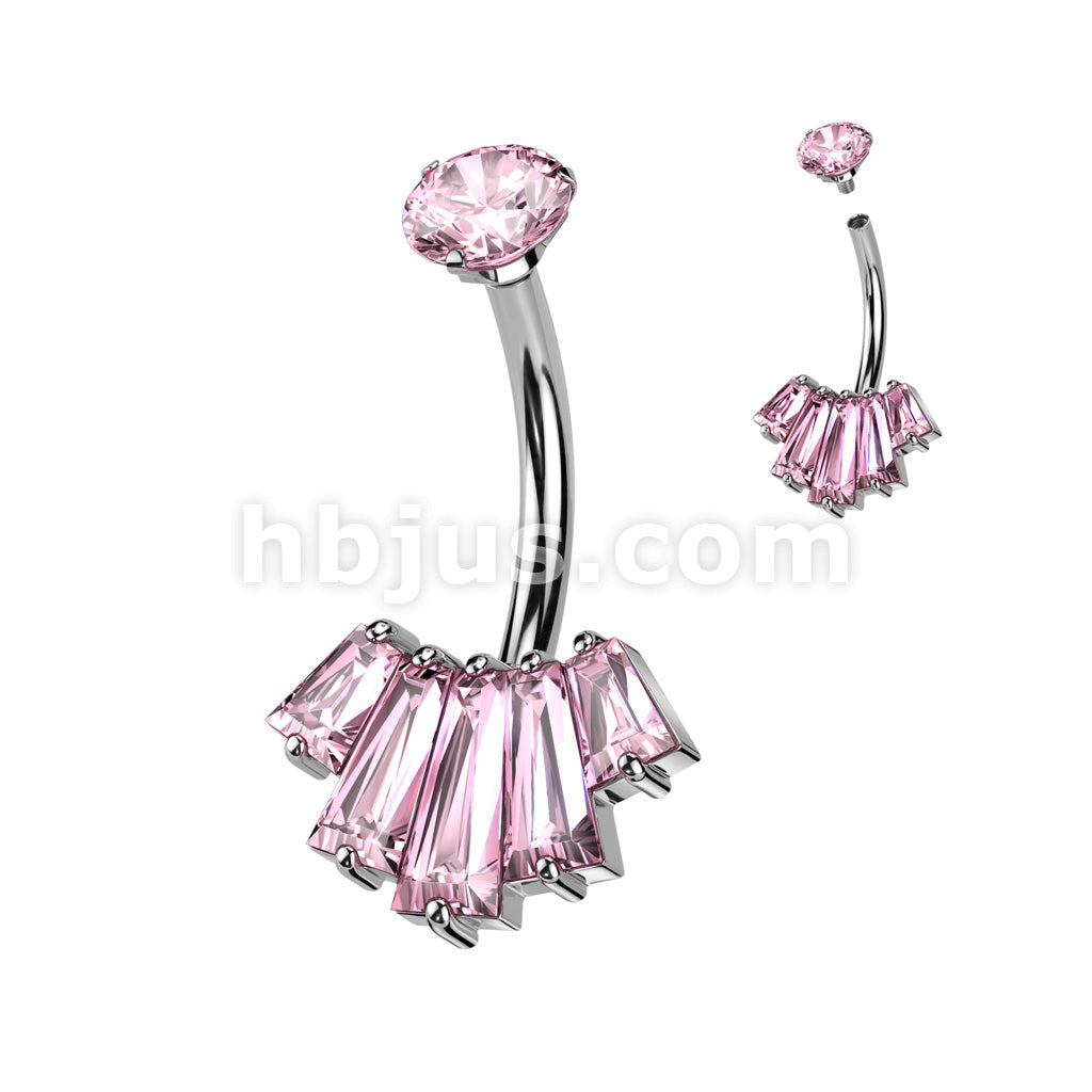 316L Surgical Steel Belly Ring With Internally Threaded Round CZ Top... - Image 5