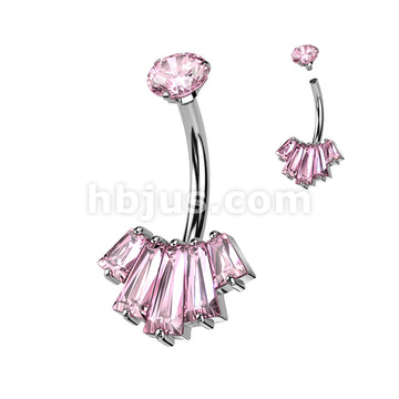 316L Surgical Steel Belly Ring With Internally Threaded Round CZ Top... - Image 5