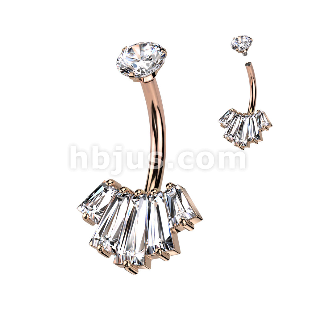 316L Surgical Steel Belly Ring With Internally Threaded Round CZ Top... - Image 6