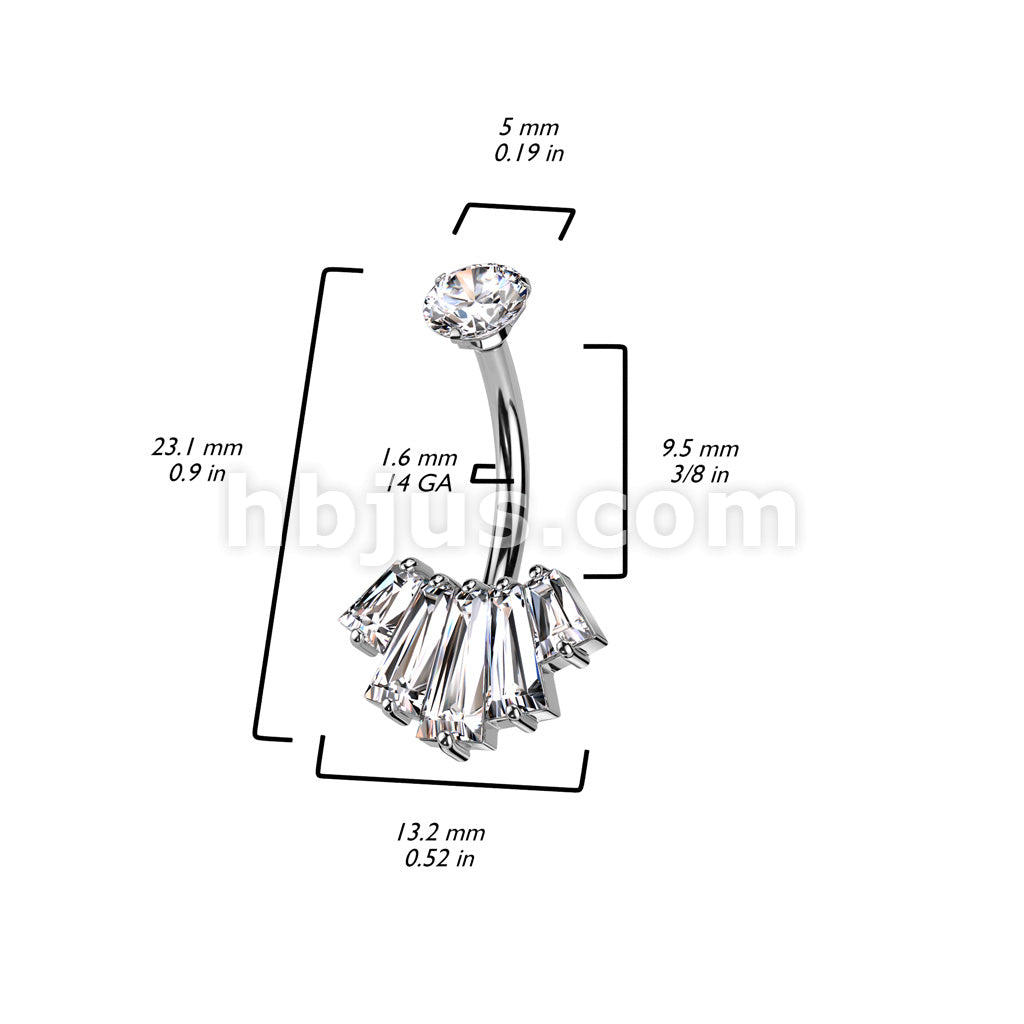 316L Surgical Steel Belly Ring With Internally Threaded Round CZ Top... - Image 7