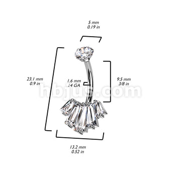 316L Surgical Steel Belly Ring With Internally Threaded Round CZ Top... - Image 7