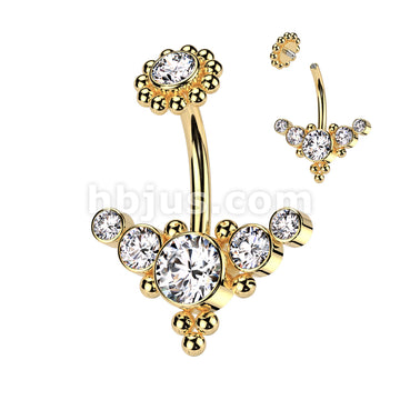 5 Round Bezel Set CZ Curved With Ball Cluster and Bezel Set CZ Center... - Image 2