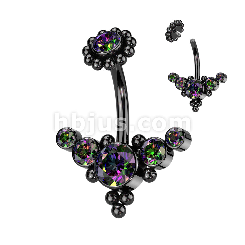 5 Round Bezel Set CZ Curved With Ball Cluster and Bezel Set CZ Center... - Image 3