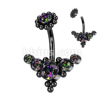 5 Round Bezel Set CZ Curved With Ball Cluster and Bezel Set CZ Center... - Image 3