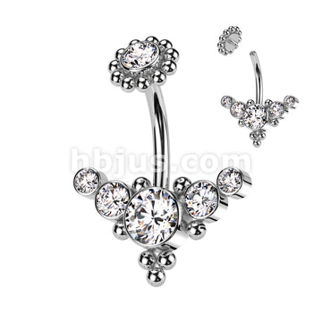 5 Round Bezel Set CZ Curved With Ball Cluster and Bezel Set CZ Center... - Image 4
