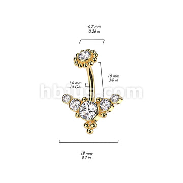 5 Round Bezel Set CZ Curved With Ball Cluster and Bezel Set CZ Center... - Image 5