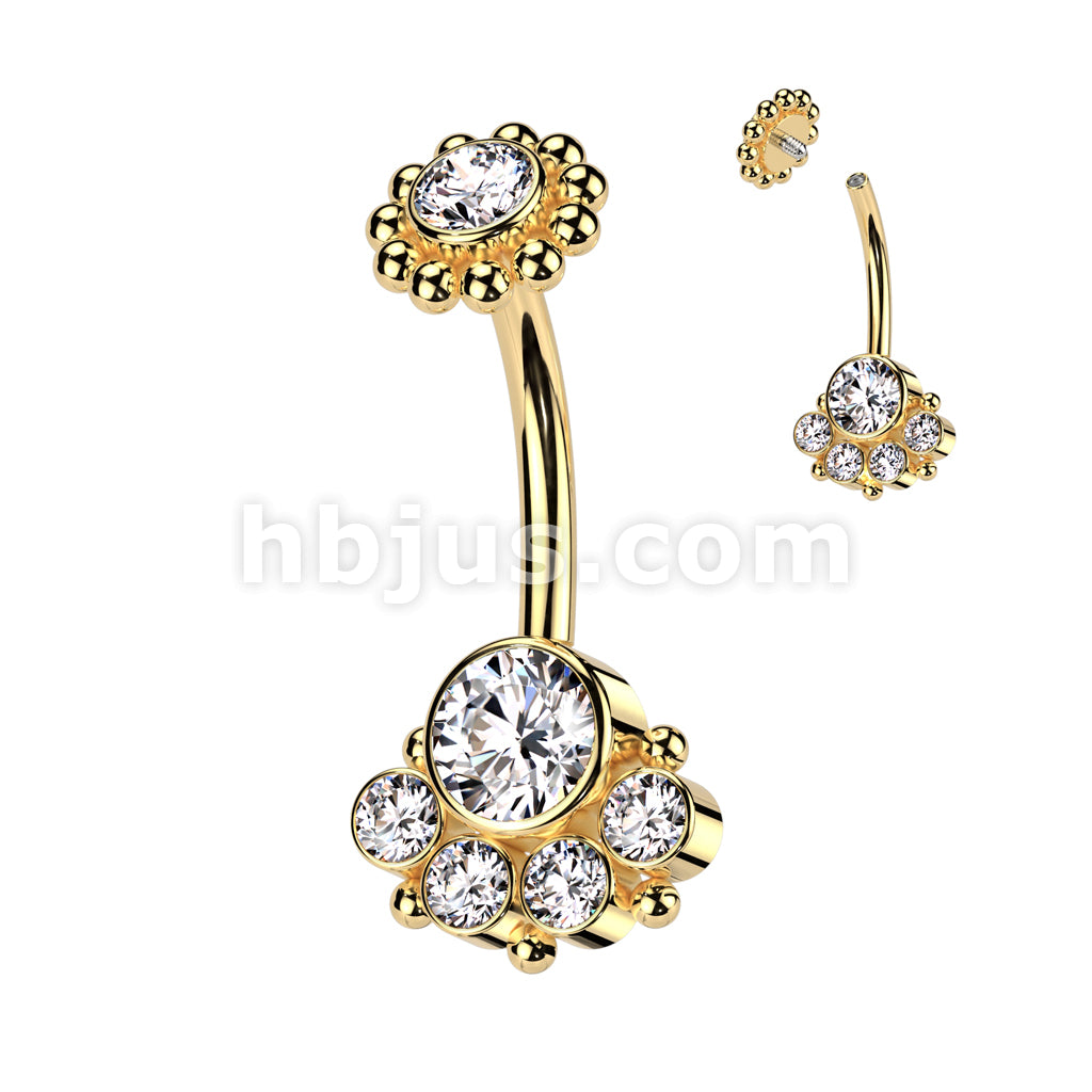 5 Round Bezel Set CZ With Balls and Bezel Set CZ Center and Beaded Ball... - Image 2