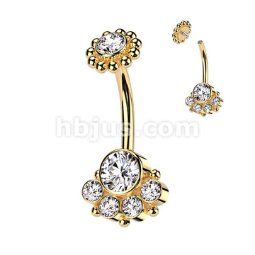 5 Round Bezel Set CZ With Balls and Bezel Set CZ Center and Beaded Ball... - Image 2