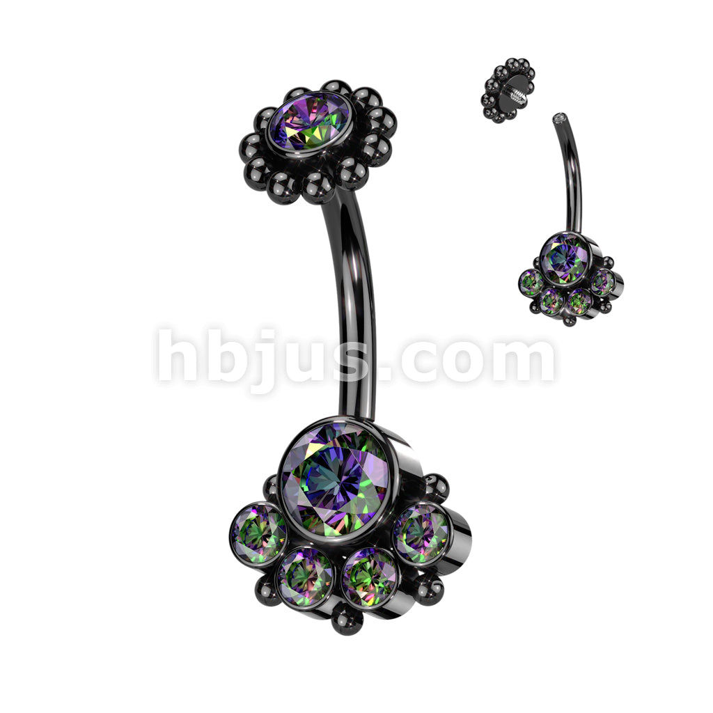 5 Round Bezel Set CZ With Balls and Bezel Set CZ Center and Beaded Ball... - Image 3