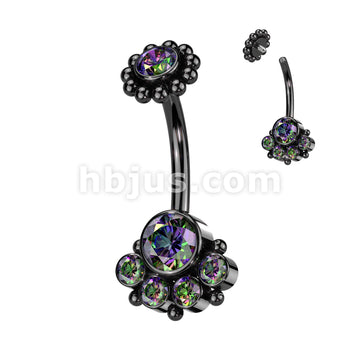 5 Round Bezel Set CZ With Balls and Bezel Set CZ Center and Beaded Ball... - Image 3