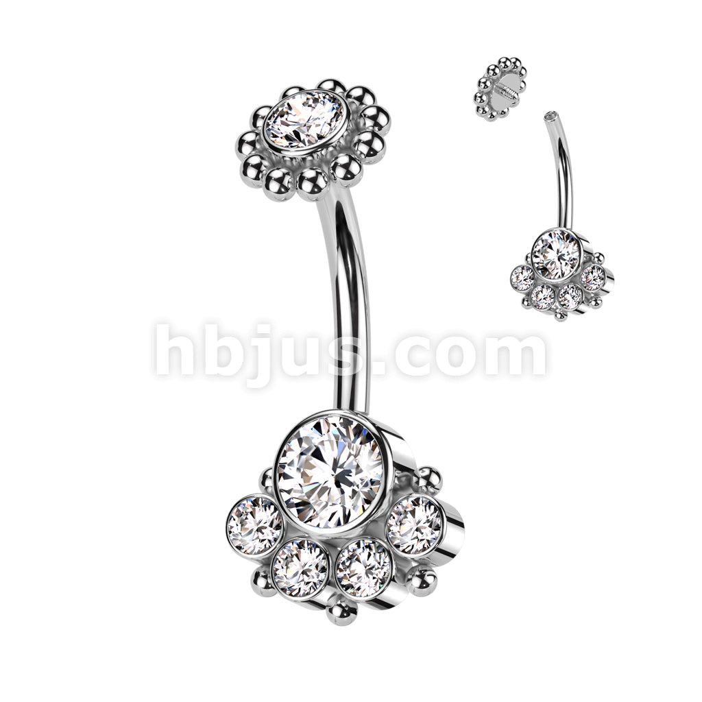 5 Round Bezel Set CZ With Balls and Bezel Set CZ Center and Beaded Ball... - Image 4