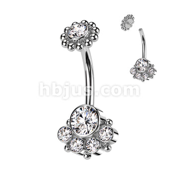 5 Round Bezel Set CZ With Balls and Bezel Set CZ Center and Beaded Ball... - Image 4