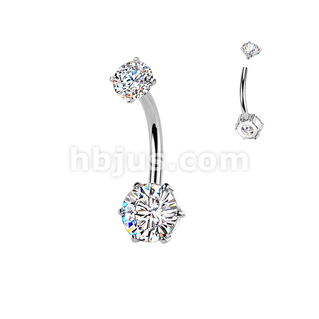 316L Surgical Steel All 316L Internally Threaded 6-Prong Set Round CZ... - Image 3