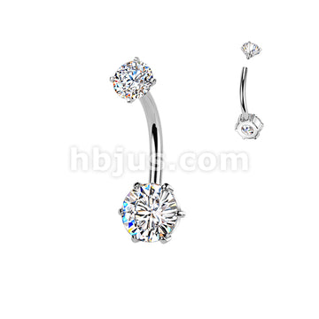 316L Surgical Steel All 316L Internally Threaded 6-Prong Set Round CZ... - Image 3