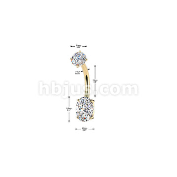 316L Surgical Steel All 316L Internally Threaded Prong Set Oval CZ... - Image 4