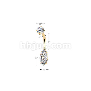 316L Surgical Steel All 316L Internally Threaded Prong Set Marquise CZ... - Image 4