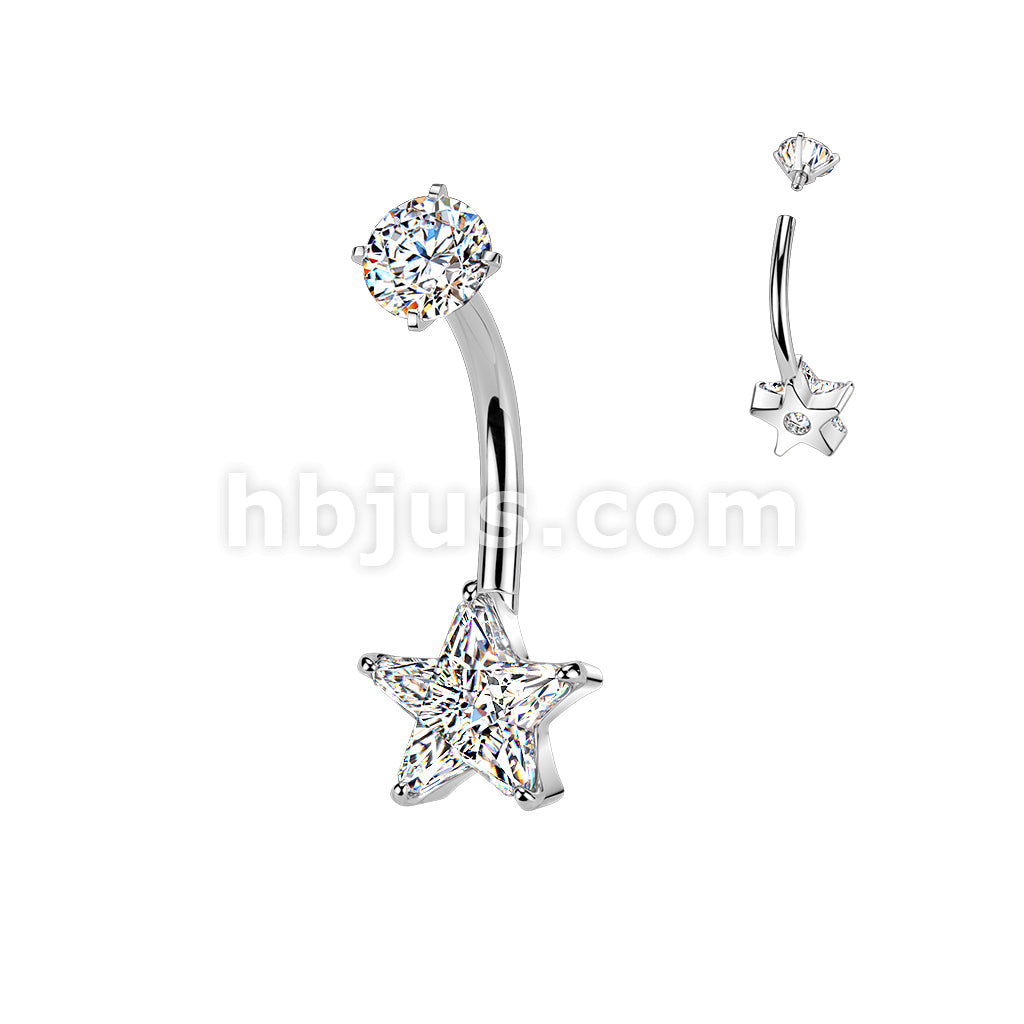 316L Surgical Steel All 316L Internally Threaded Prong Set Star CZ... - Image 2
