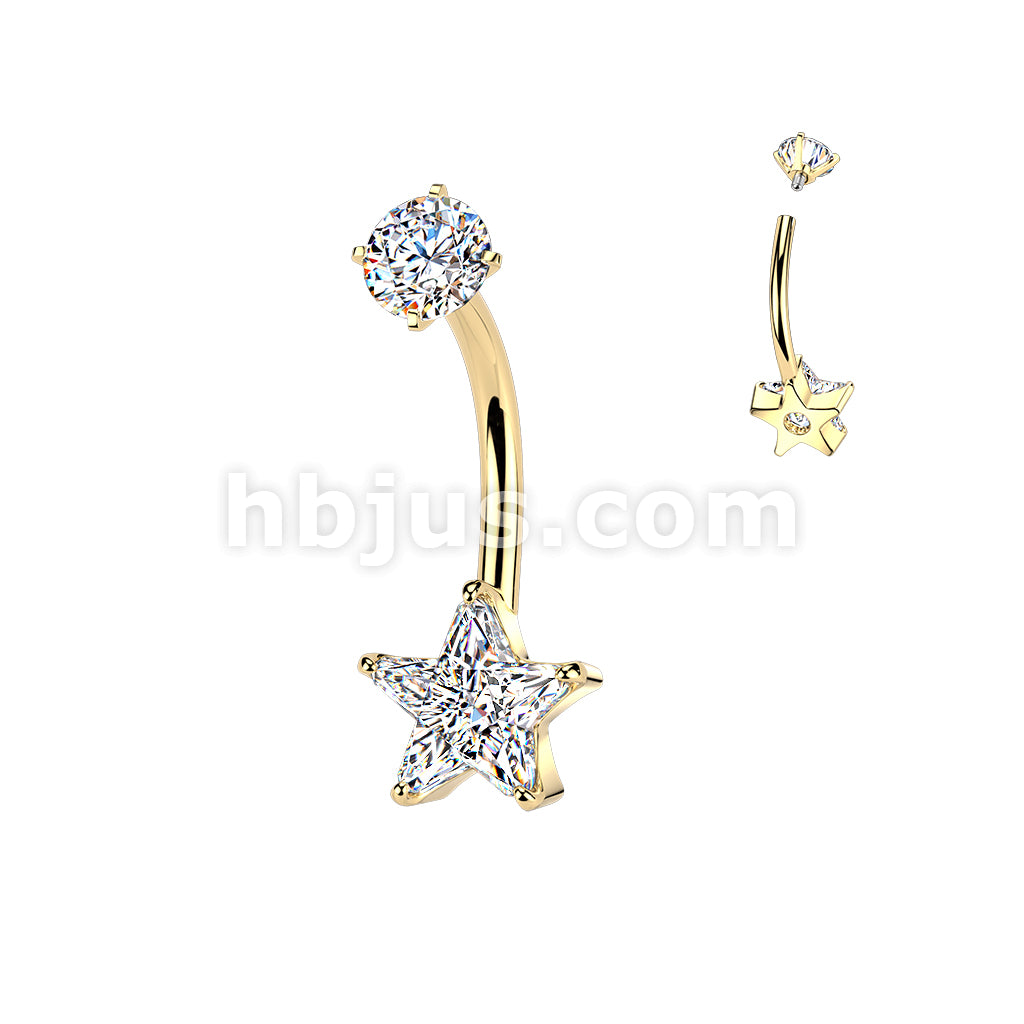316L Surgical Steel All 316L Internally Threaded Prong Set Star CZ... - Image 3