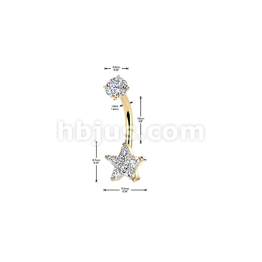 316L Surgical Steel All 316L Internally Threaded Prong Set Star CZ... - Image 4
