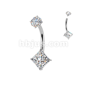 316L Surgical Steel All 316L Internally Threaded Prong Set Diamond CZ... - Image 2