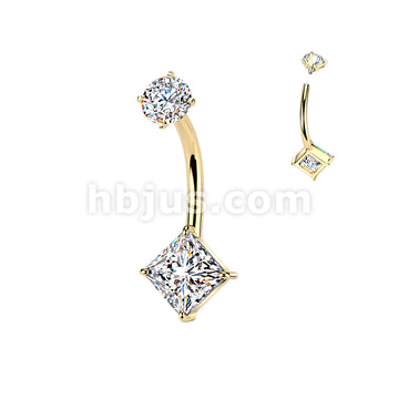316L Surgical Steel All 316L Internally Threaded Prong Set Diamond CZ... - Image 3