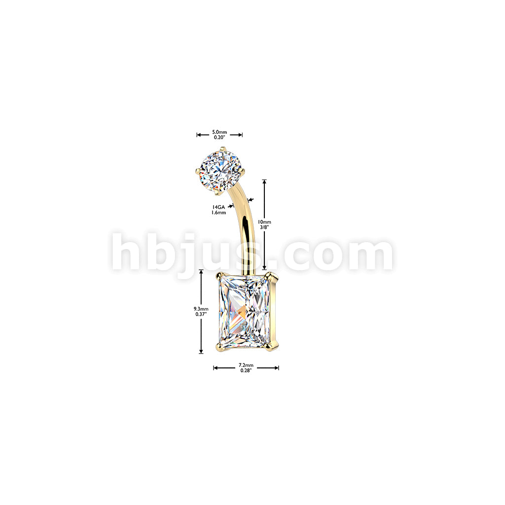 316L Surgical Steel All 316L Internally Threaded Prong Set Baguette CZ... - Image 4