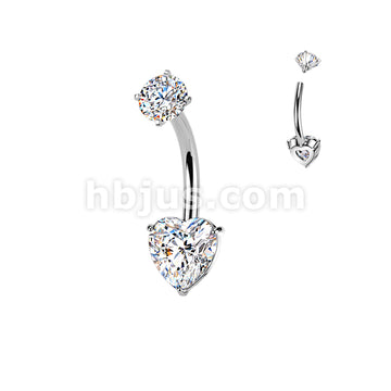 316L Surgical Steel All 316L Internally Threaded Prong Set Heart CZ... - Image 2