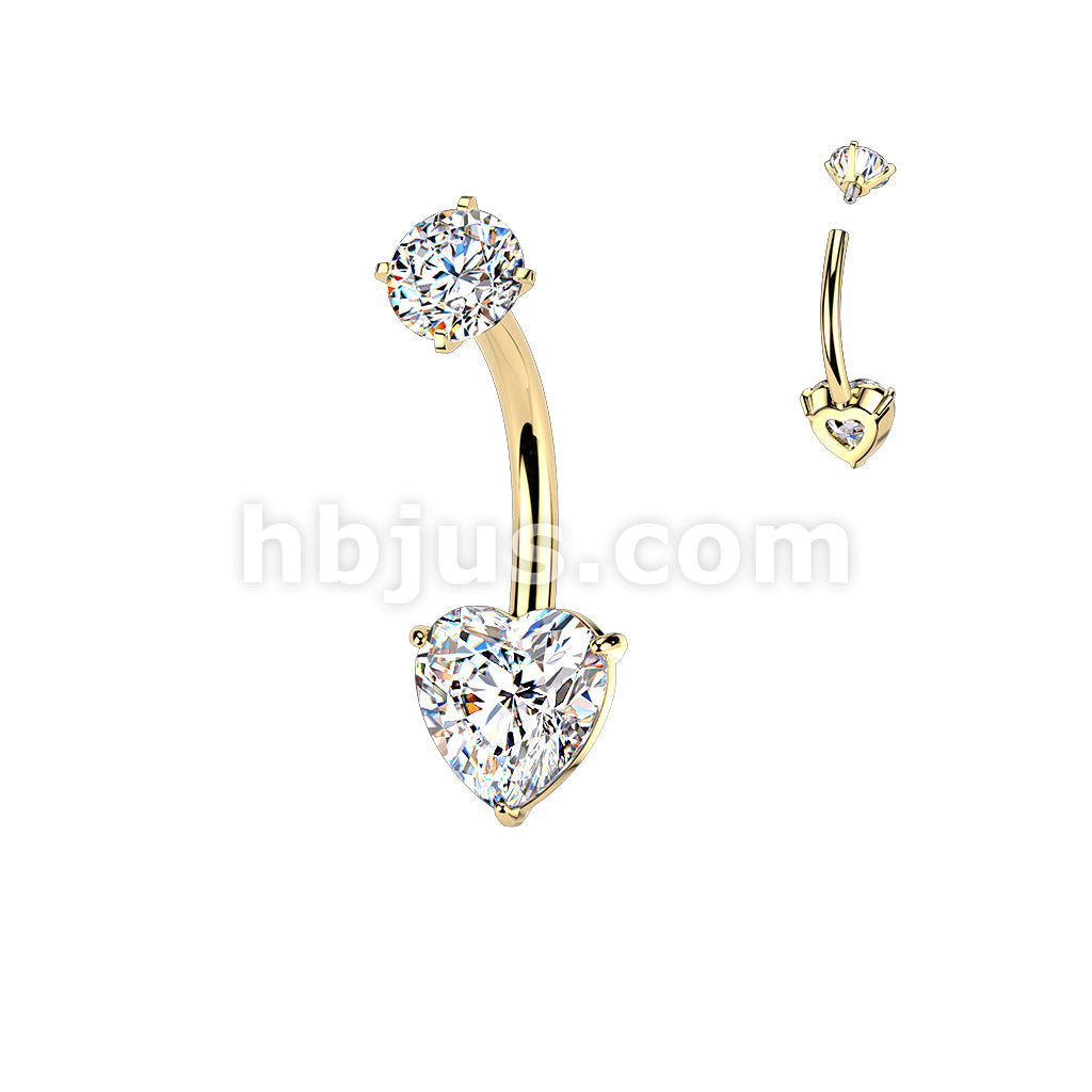 316L Surgical Steel All 316L Internally Threaded Prong Set Heart CZ... - Image 3