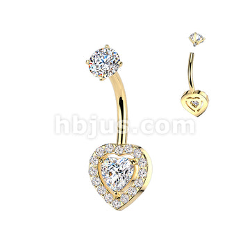 316L Surgical Steel All 316L Internally Threaded Prong Set Heart & Pave... - Image 3