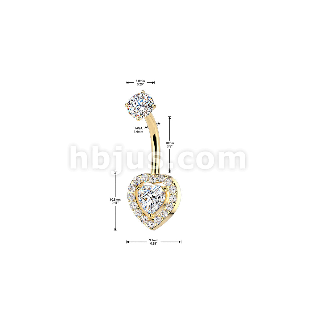 316L Surgical Steel All 316L Internally Threaded Prong Set Heart & Pave... - Image 4