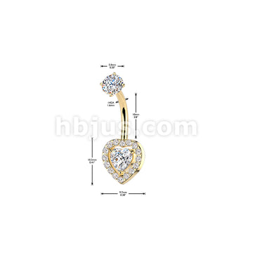 316L Surgical Steel All 316L Internally Threaded Prong Set Heart & Pave... - Image 4