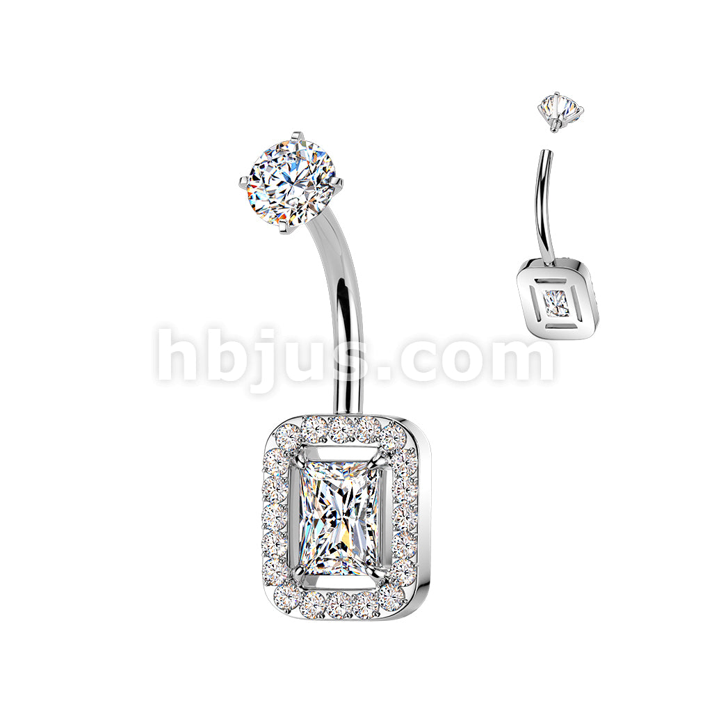 316L Surgical Steel All 316L Internally Threaded Prong Set Baguette &... - Image 2
