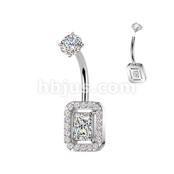316L Surgical Steel All 316L Internally Threaded Prong Set Baguette &... - Image 2