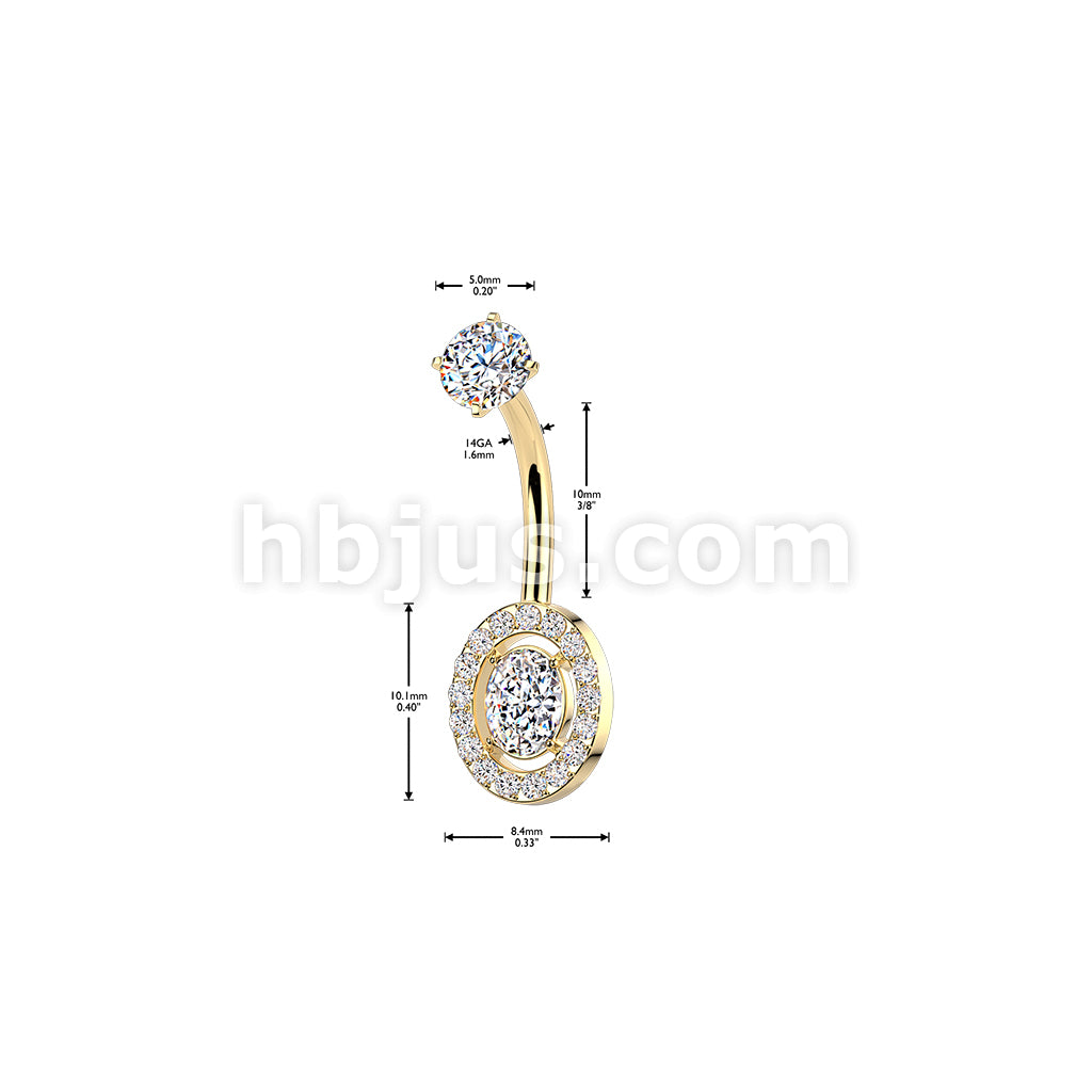 316L Surgical Steel All 316L Internally Threaded Prong Set Oval & Pave... - Image 4