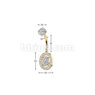 316L Surgical Steel All 316L Internally Threaded Prong Set Oval & Pave... - Image 4