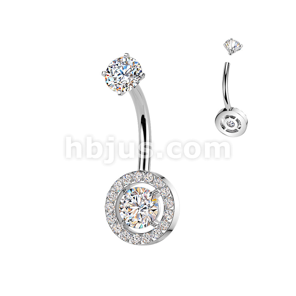 316L Surgical Steel All 316L Internally Threaded Prong Set Round & Pave... - Image 2