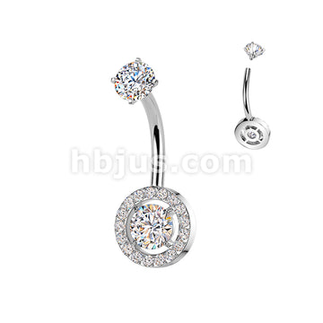 316L Surgical Steel All 316L Internally Threaded Prong Set Round & Pave... - Image 2