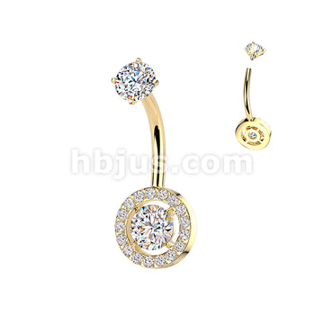 316L Surgical Steel All 316L Internally Threaded Prong Set Round & Pave... - Image 3