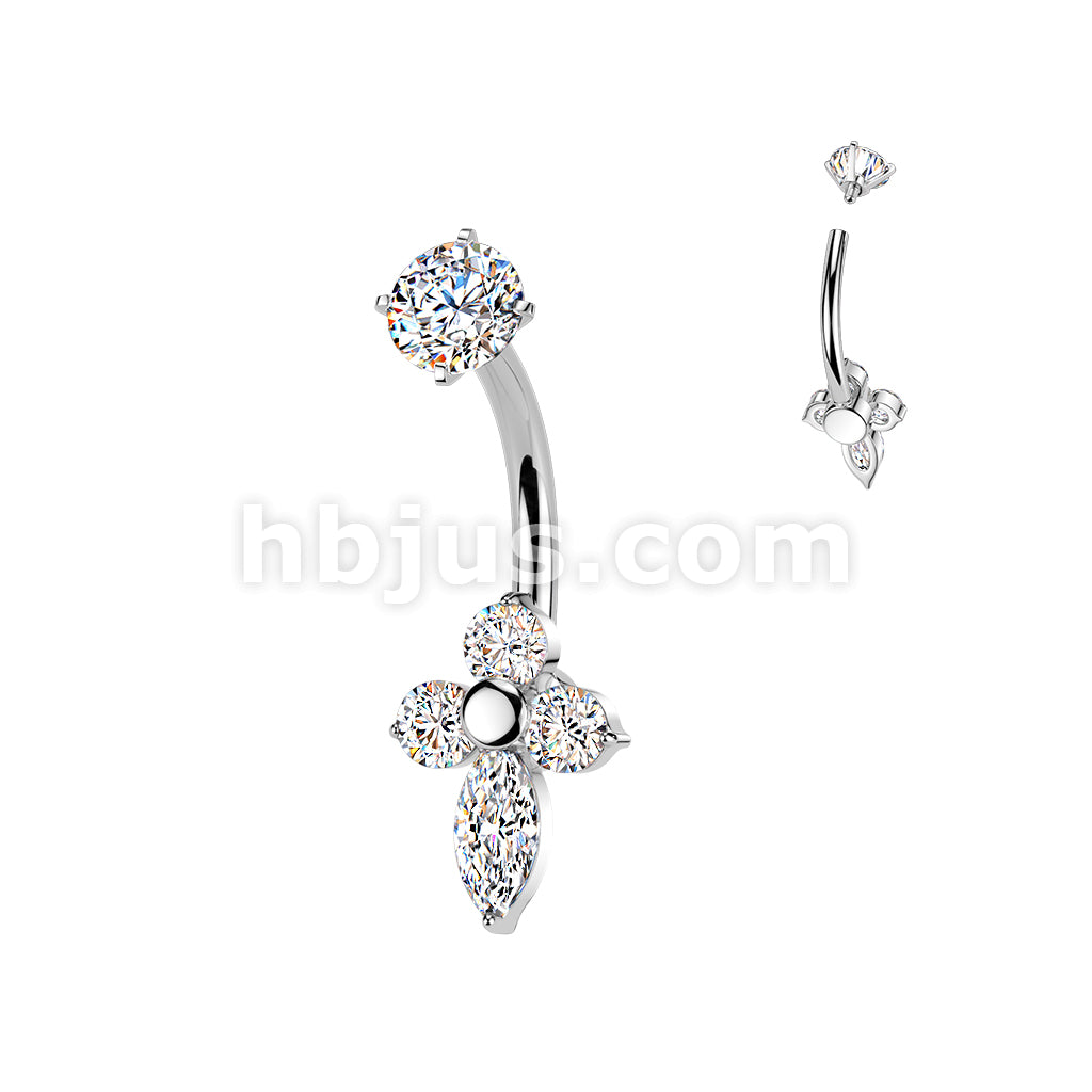 316L Surgical Steel All 316L Internally Threaded Prong Set Cross CZ... - Image 2