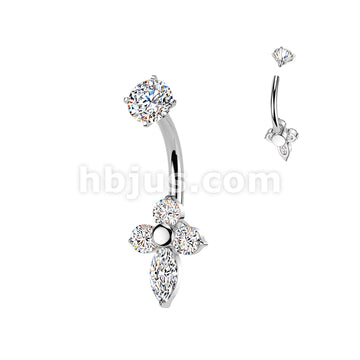 316L Surgical Steel All 316L Internally Threaded Prong Set Cross CZ... - Image 2
