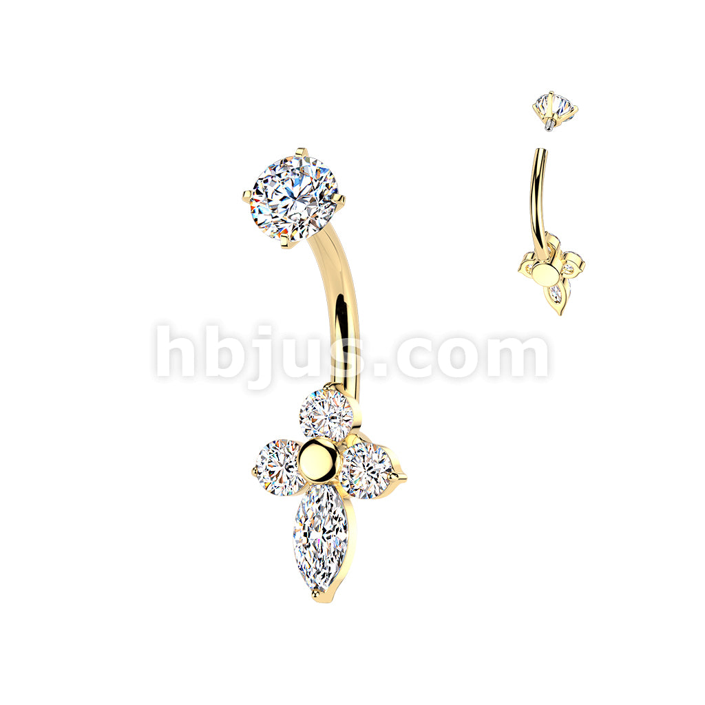316L Surgical Steel All 316L Internally Threaded Prong Set Cross CZ... - Image 3