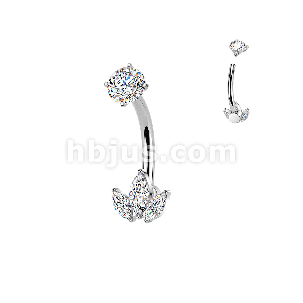 316L Surgical Steel All 316L Internally Threaded Prong Set 3 Marquise... - Image 2