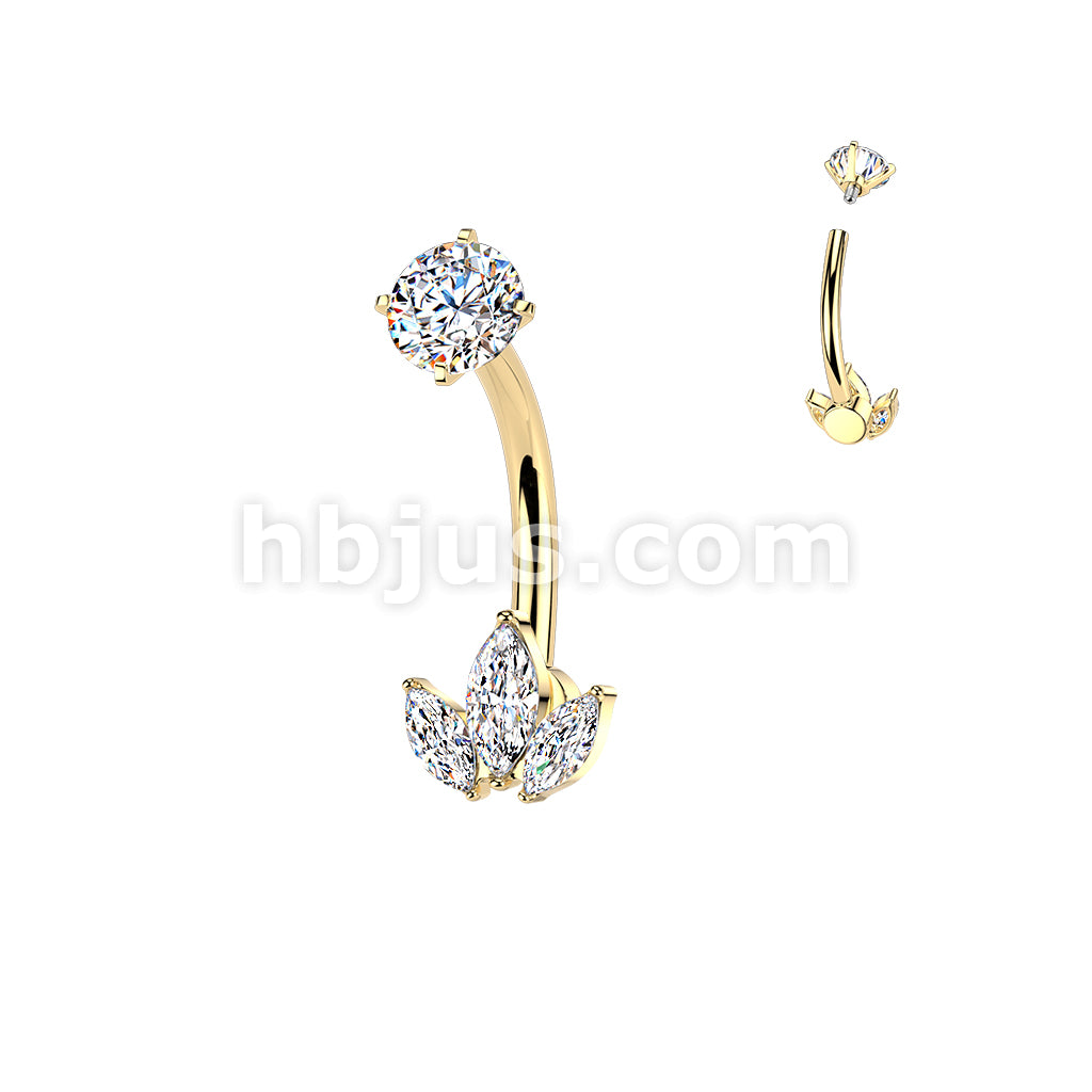 316L Surgical Steel All 316L Internally Threaded Prong Set 3 Marquise... - Image 3